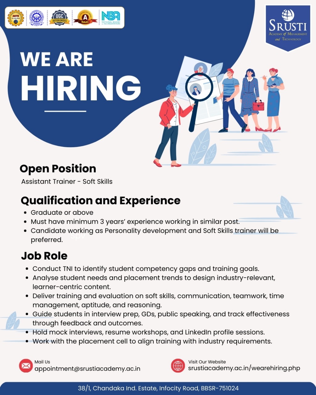 We Are Hiring – MBA MCA Institute in Bhubaneswar